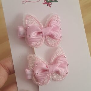 Parzinho Borboleta com lacinho colorido infantil, laço de menina.
