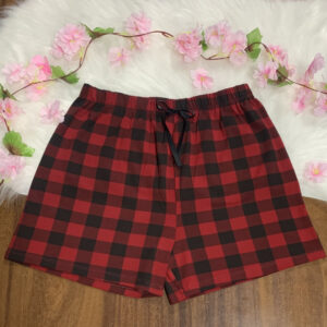 Smara Modas Shorts Bermuda em Viscolaycra Xadrez Feminino Dormir Confortável do P ao G1