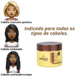 Máscara de cabelo Colágeno 500gr – creme de hidratação capilar Ahazo cosméticos
