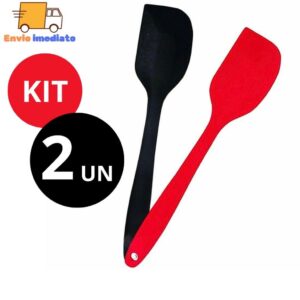 KIT 2 ESPÁTULA RETA DE SILICONE PÃO DURO MACIÇO REFORÇADA 27 CM PARA CASA COZINHA RESTAURANTE BUFFET DOCERIA