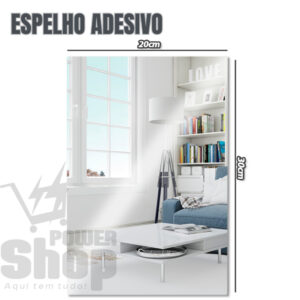 Espelho Adesivo Acrílico Boa Nitidez Retangular Decorativo 30x20cm