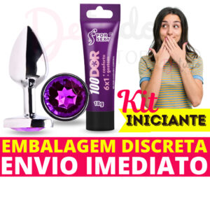 KIT ANAL INICIANTE PLUG ANAL AÇO INOX + GEL LUBRIFICANTE ANAL 100 DOR FOR SEXY – SEX SHOP
