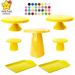 Kit Mesa de Festa – 1 Boleira Cake Slim 17×22 , 2 Boleira Cake Renda 19cm , 2 Mini Cake Slim e 2 Bandeja 20×13