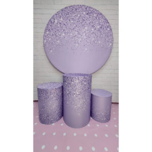 Painel De Festa Redindo + Trio Capa Cilindro – Efeito Glitter Lilás Caindo 026
