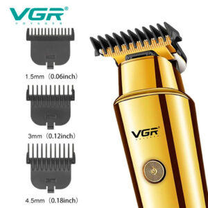 Máquina de Cortar Cabelo Barba VGR V-947 Sem Fio Bateria 2000mAh Display LED 3 Pentes Recarga USB