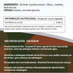 Chá Verde + Dente de Leão + Cavalinha + Hibisco 500mg 60 / 90 / 120 Cápsulas – Suplemento Alimentar Natural