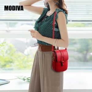 Bolsa Feminina Pequena De Ombro Em PU Bolsa Multifuncional De Couro Estilo Casual Com Compartimentos Para Celular