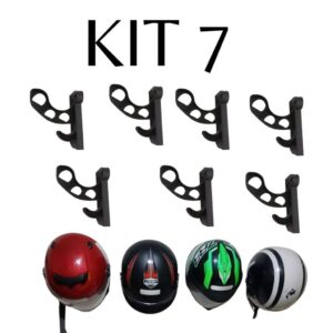 KIT 7 SUPORTE DE PAREDE PARA PENDURAR CAPACETE E ACESSÓRIOS
