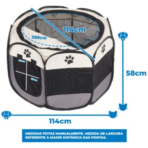 Tenda Cercado Grande Dobrável para Cães e Gatos GG 114x114x58cm – Casinha Portátil Lavável Cachorros e Filhotes