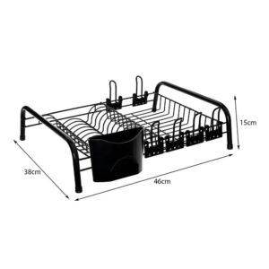 Escorredor Para Pia de Cozinha 12 Pratos Preto Metaltru Reforçado com Porta Copo Individual
