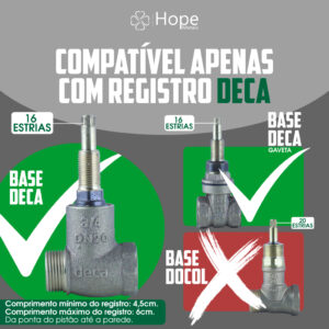 Acabamento Registro Preto Deca Metal Base Quadrado 1/2 3/4 1