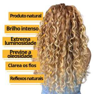 Kit Camomilete Super Clareador Mel e Extrato de Camomila L&A Cosméticos 2x300g 1x120ml cacheado