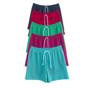 Shorts Feminino infantil e juvenil kit 4 peças em malha canelada.