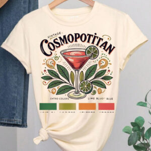 CAMISETA DE ALGODÃO BÁSICA ESTAMAPA COSMOPOLITAN COCKTEL CONFORTÁVEL ESTILOSA NOVA