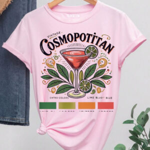Camiseta de Algodão Básica Estamapa Cosmopolitan Cocktel Confortável Estilosa Nova