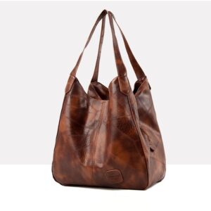✅BOLSA FEMININA VINTAGE DE GRANDE CAPACIDADE EM COURO PU, PODE SER USADA COMO BOLSA DE MÃO OU TIRACOLO