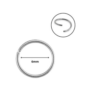 Kit Piercings Argola Fio Torcido, Fio Liso Nostril Prata 925 6mm Nariz