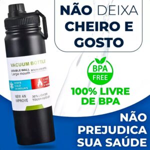 Garrafa Espacial 800ml Inox 304 Squeeze Isotermica Quente e Frio com Trava de Segurança e Alça