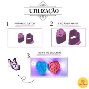 Modelador e Ejetor Para Modelar Massas, Doces e Brigadeiros Borboleta Lateral,Molde