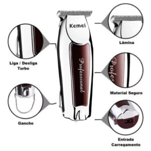 Kit Máquina Corte Cabelo Profissional + Máquina Acabamento + Shaver Kemei + Kit Tesouras e Navalhete