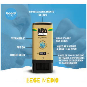 Protetor Solar Facial Brazinco Fps 50 Resistente a Água 14g Bege Médio Original