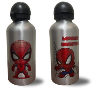 Garrafa Squeeze Infantil de alumínio 500ml Homem Aranha – personalizada com nome