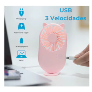 Mini Ventilador Portátil Recarregável USB 3 Níveis Extensão de Cílios