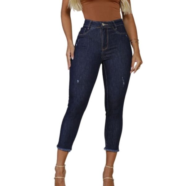 Calça Feminina Cintura Alta Versátil Com Laycra Elastano Capri