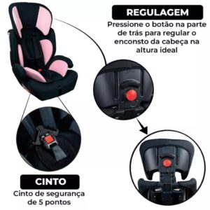 Cadeirinha de Carro Até 10 anos 36kg Assento Elevação Bebe Conforto Com Regulagem Infantil Styll Baby