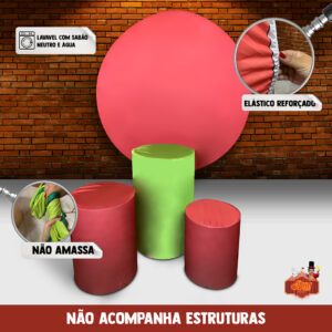 Capa Paineis de Festa Veste Fácil Redondo + Cilindros Sublimados Malha New Tema Frozn Elsa Menina Decorativo Bibi