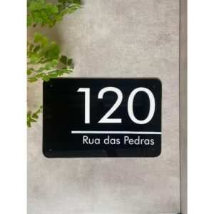 – Número Residencial Minimalista Moderno Pequeno Preto 30X20
