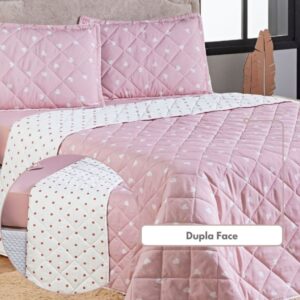 Cobre Leito Colcha CASAL PADRÃO Pérola Dupla Face Algodão 200 Fios Estampado Love