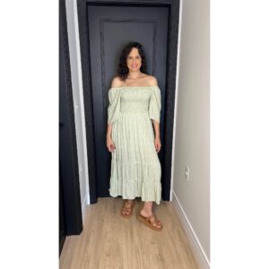 Vestido Ciganinha e Manguinha Floral Mídi Lastex Ajustável Feminino Fresquinho