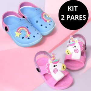Kit 2 Pares Infantil Menina Papete Babuche Feminino Leve Confortável Promoção Maria Fiore