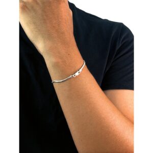 Pulseira de Prata 925 Legítima Rabo de rato achatada.