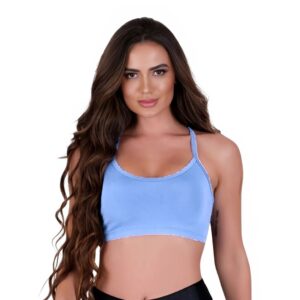 Top De Academia Alça Fina Fitness Nadador sem Bojo Liso Sutiã para ValorizarTreinos de Costas