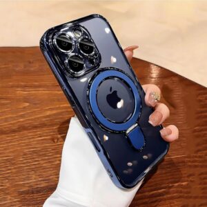 Capa Capinha Transparente Com Suporte Dobrável Para Iphone 11 13 14 15 16 Pro Max