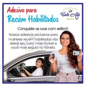 Adesivo Recém Habilitada Paciência Carro Motorista Flork CNH Placa Veículo Acessório Feminino