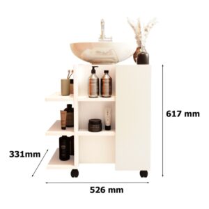 Gabinete De Banheiro Classic C/rodizio Para Pia Com Coluna Moderno Off White