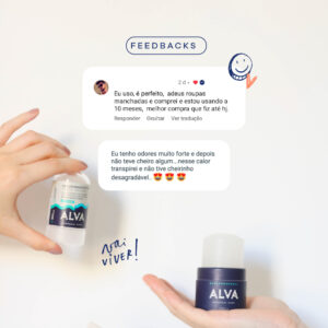 Kit 2 unidade desodorante Alva 60g Sem Aluminio, 24h com Perfume
