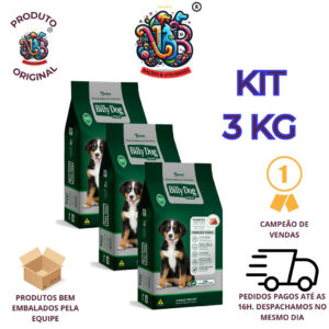 3KG RAÇÃO CÃES FILHOTES BILLY DOG REFEIÇÃO DIÁRIA CARNE CEREAIS BATATA DOCE