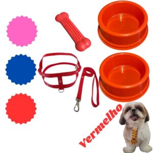Kit Cachorro Comedouro Para Cachorro Brinquedo Kitzinho Básico Pequeno