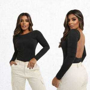 BORY FEMININO SUPLEX POWER MANGA LONGA BODDY MINIMALISTA BODY ELEGANTE INVERNO OUTONO TECIDO RESISTENTE