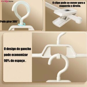 Kit 10/20 Cabides Brancos com Presilha – Economiza 90% de Espaço | Cabide Multiuso para Calças e Saias