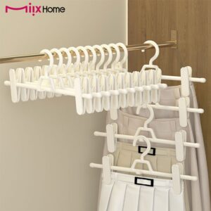 KIT 10/20 CABIDES BRANCOS COM PRESILHA – ECONOMIZA 90% DE ESPAÇO | CABIDE MULTIUSO PARA CALÇAS E SAIAS