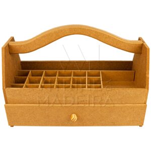 Cesta Com 18 Porta Esmaltes Com Gaveta Grande Em MDF Cru Liso