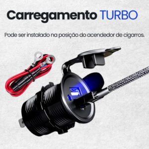 Tomada Carregador Carro Usb Tipo C Pd3.0 Voltimetro Vermelho