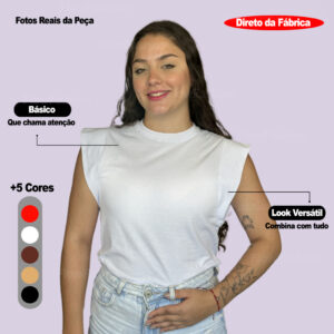 Blusinha Feminina Muscle Tee T-Shirt Algodão Básica Camiseta Lisa Ombreira Regata