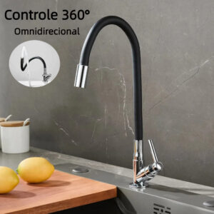 TORNEIRA PARA PIA DE COZINHA GOURMET DELUXE CHUVEIRO PRETO FLEXÍVEL DE 360 GRAUS PRETO
