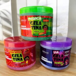 Gelatina Ativadora Kids 500g Poderosos Cachinhos Melancia Morango Uva Hidratação Nutricao Hidralise